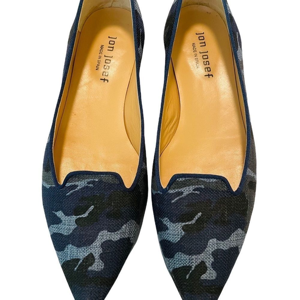 Jon Josef Navy Camouflage Pointed Toe Loafers